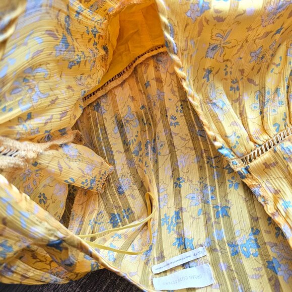 Urban Outfitters Picnic Tiered Frock Short Sleeve Dress XS Glowy Golden Yellow - Picture 9 of 12